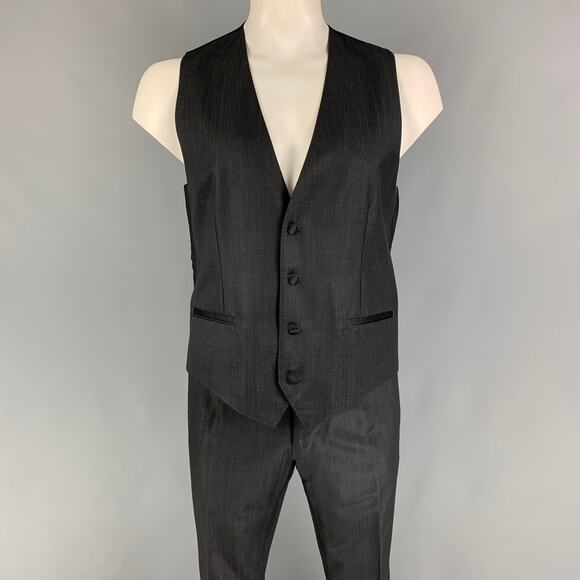 DOLCE & GABBANA Size 42 Regular Charcoal Black Wool Blend Vest Suit - Picture 1 of 8